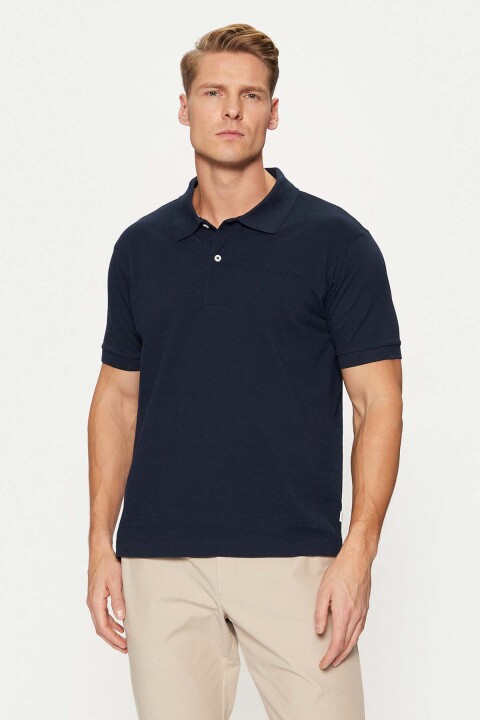 Erkek Regular Fit Pamuklu Basic T-Shirt - Lacivert - Guess