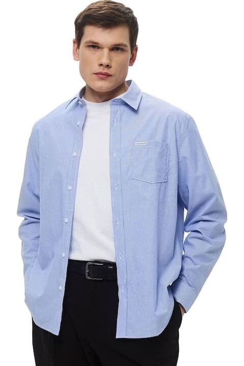 Erkek Regular Fit Pamuklu Gömlek - Mavi - Guess