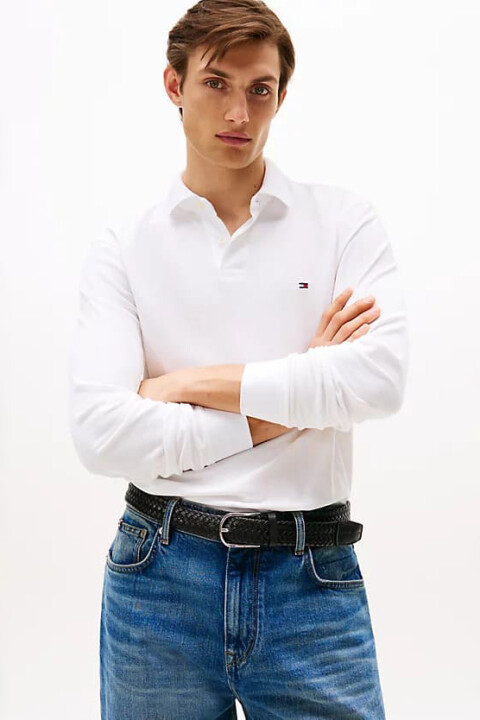 Erkek Regular Fit Polo Yaka Uzun Kollu T-Shirt - Beyaz 