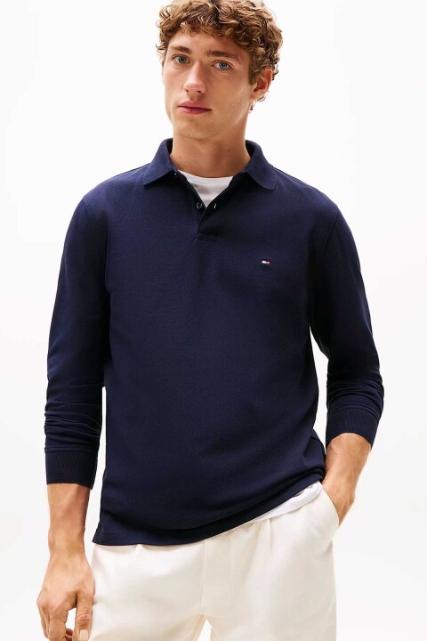 Erkek Regular Fit Polo Yaka Uzun Kollu T-Shirt - Lacivert 