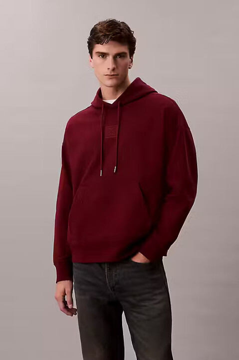 Erkek Regular Fit Premium Terry Kapüşonlu Sweatshirt - Bordo 
