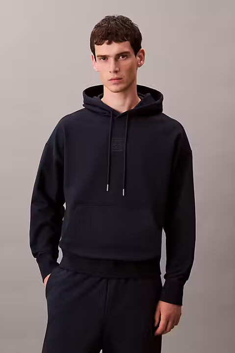 Erkek Regular Fit Premium Terry Kapüşonlu Sweatshirt - Koyu Lacivert - Calvin Klein