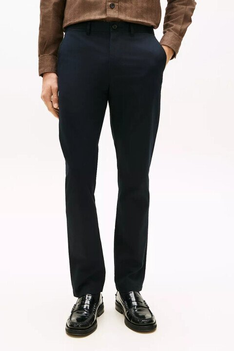 Erkek Regular Fit Twill Chino Pantolon - Lacivert 