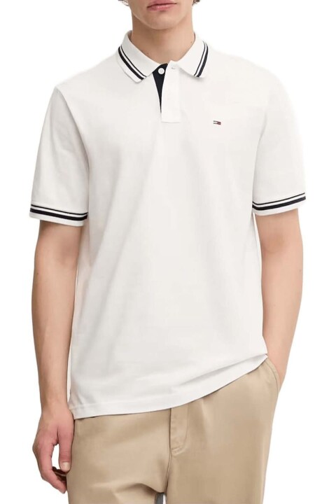Erkek Regular Fit Yaka ve Kol Ucu Çizgili Polo T-Shirt - Ekru 