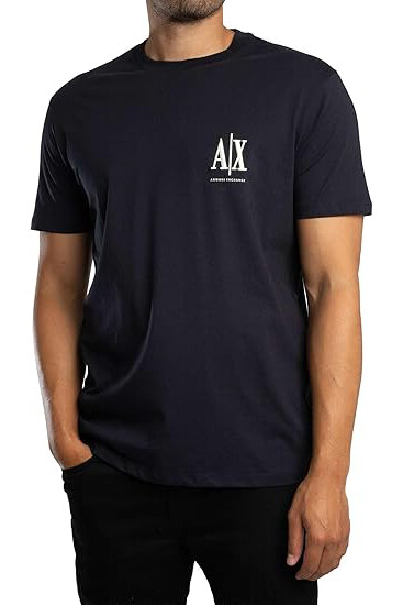 Erkek Regular Fit Yazı Logolu Pamuklu T-Shirt - Lacivert - Armani Exchange