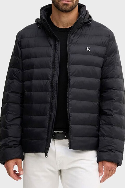 Erkek Regular Kalıp Kapüşonlu Hafif Şişme Mont - Siyah - Calvin Klein