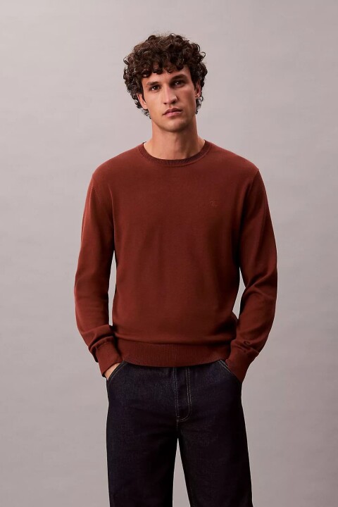 Erkek Regular Kalıp Supima Pamuklu Triko Kazak - Kiremit 