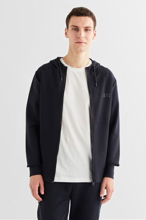 Erkek Relaxed Fit Kapüşonlu Logolu Sweatshirt - Siyah 