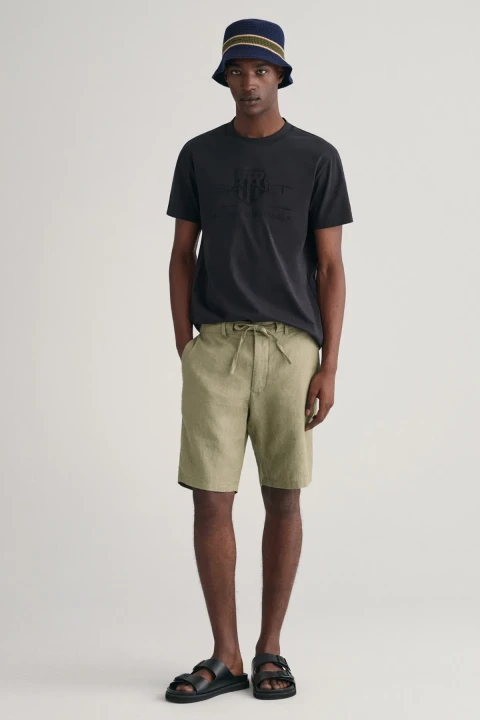 Erkek Relaxed Fit Keten Şort - Yeşil - Gant