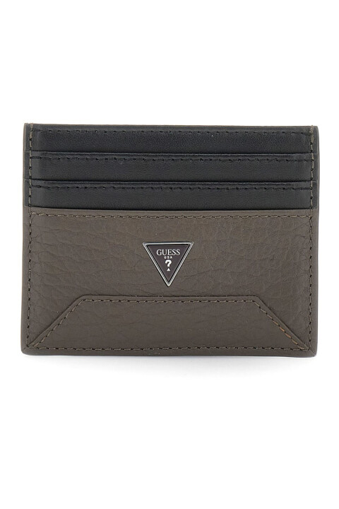 Erkek Ren Bloklu Dokulu Deri Kartlık - Kahverengi - Guess