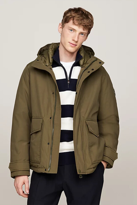 Erkek Rockıe Kapüşonlu Yan Cepli Mont - Haki - Tommy Hilfiger
