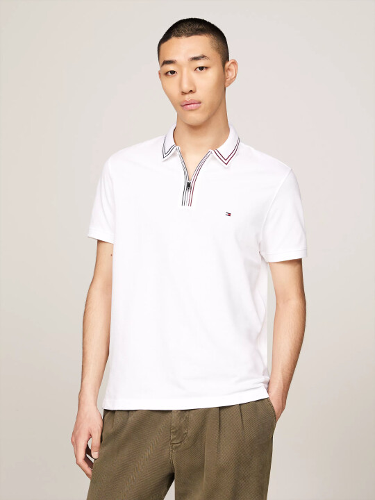 Erkek Rwb Zıp Placket Tıppıng Reg Polo Polo T-Shirt-Beyaz 