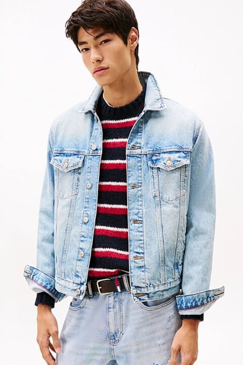 Erkek Ryan Back Logolu Kot Kamyoncu Ceketi - Açık Mavi - Tommy Hilfiger