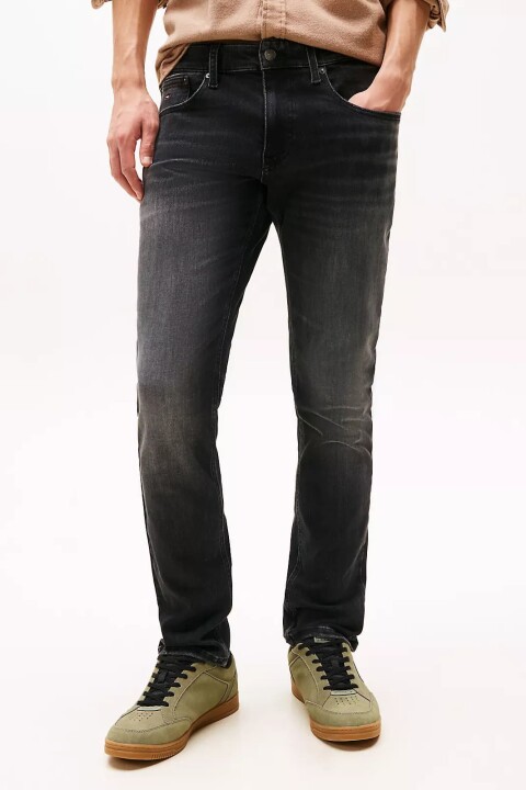 Erkek Scanton Dar Kalıp Modal Karışımlı Jean Pantolon - Siyah - Tommy Hilfiger