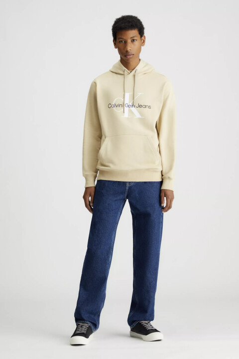 Erkek Seasonal Monologo Regular Sweatshirt-Bej - Calvin Klein