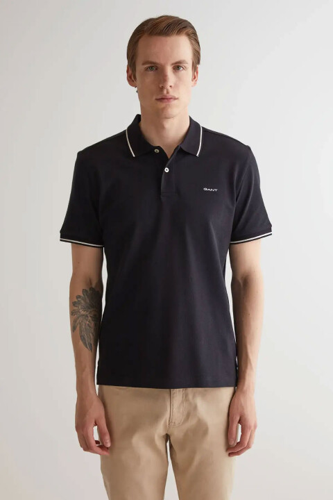 Erkek Siyah Regular Fit Polo T-Shirt - Siyah 