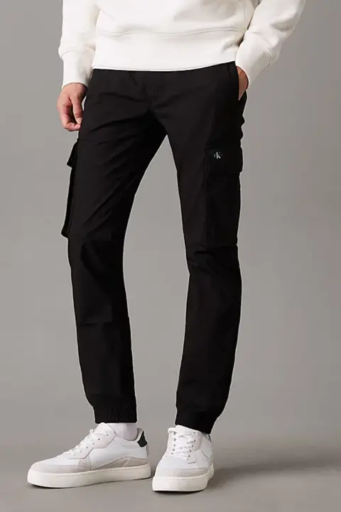 Erkek Skınny Cargo Pantolon - Siyah 