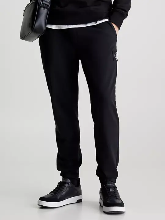 Erkek Skinny Terry Badge Jogger - Siyah - Calvin Klein