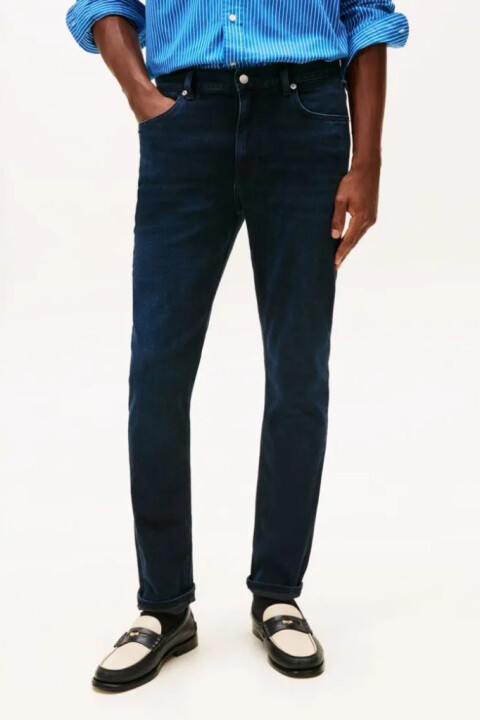 Erkek Slim Bleecker Calder Blue Black Jean Pantolon - Koyu Lacivert - Tommy Hilfiger