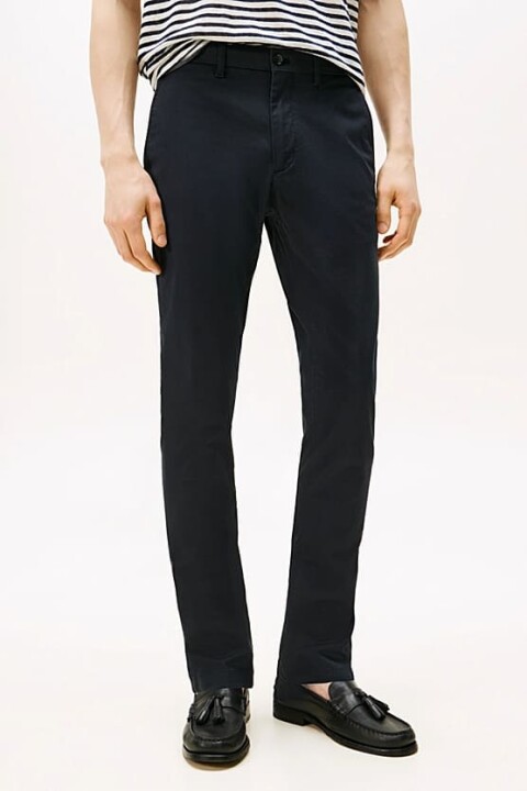 Erkek Slim Fit Dokulu Bleecker Chino Pantolon - Lacivert - Tommy Hilfiger
