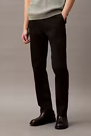 Erkek Slim Fit Esnek Kumaşlı Chino Pantolon - Siyah - Calvin Klein