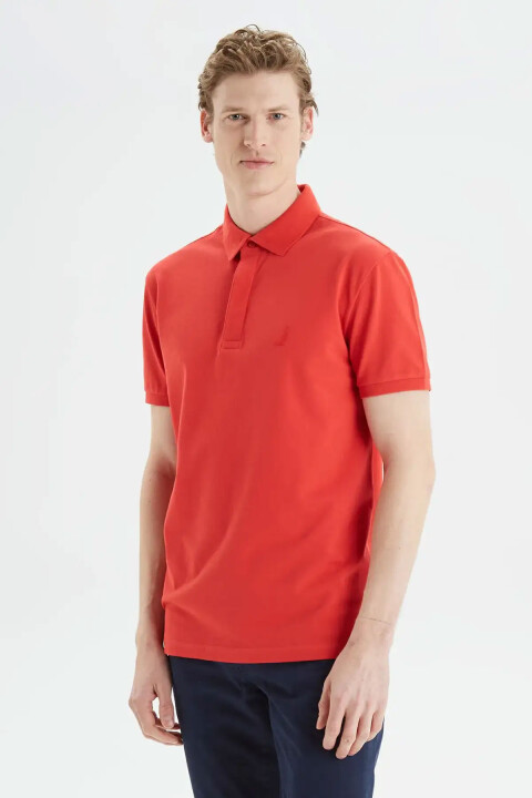 Erkek Slim Fit Kısa Kollu Polo - Kırmızı 