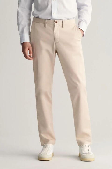 Erkek Slim Fit Pantolon - Krem 