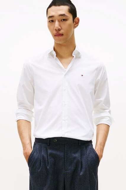 Erkek Slim Fit Poplin Gömlek - Beyaz 