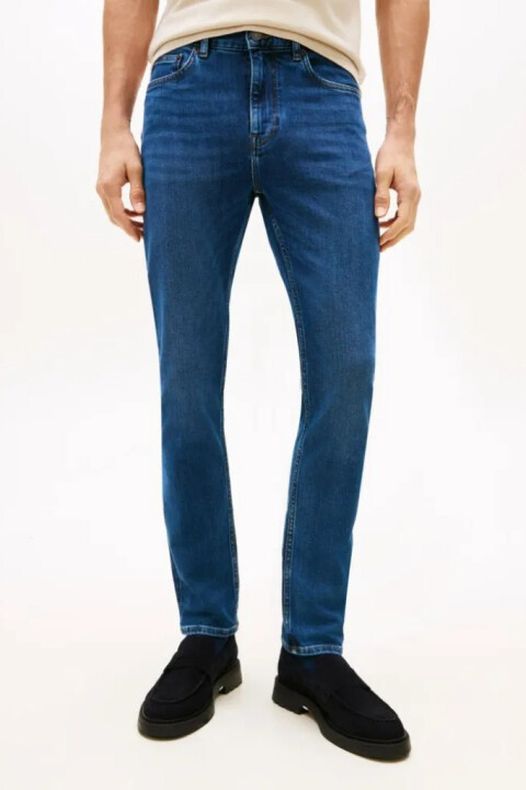 Erkek Slim Fit Yıkamalı Jean Pantolon - Mavi 