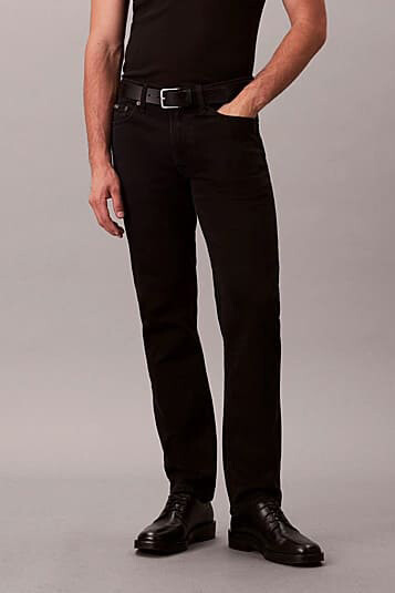 Erkek Slim Straight Kesim 5 Cepli Jean Pantolon - Siyah - Calvin Klein
