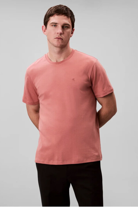 Erkek Somon Renkli Supima Pamuk T-Shirt - Rose 