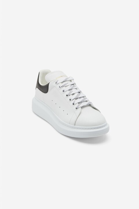 Erkek S.Rubber Kalın Tabanlı Deri Sneakers - Beyaz/Siyah - McQueen