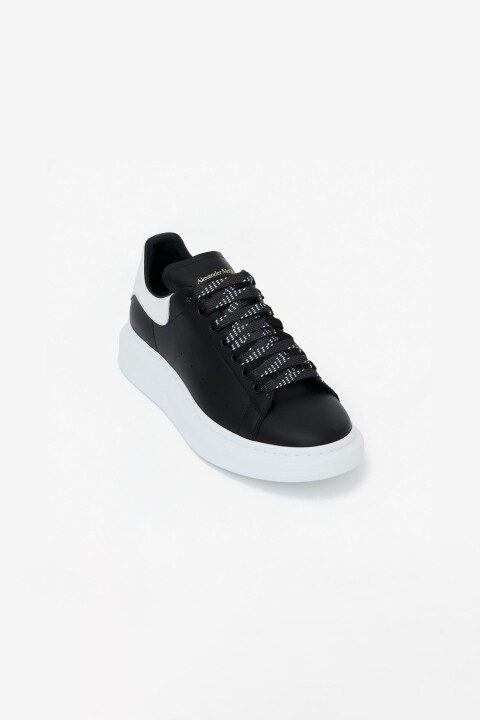 Erkek S.Rubber Kalın Tabanlı Deri Sneakers - Siyah/Beyaz - McQueen