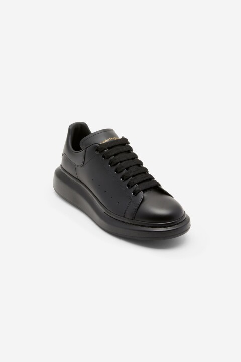 Erkek S.Rubber Kalın Tabanlı Monokrom Deri Sneakers - Siyah - McQueen