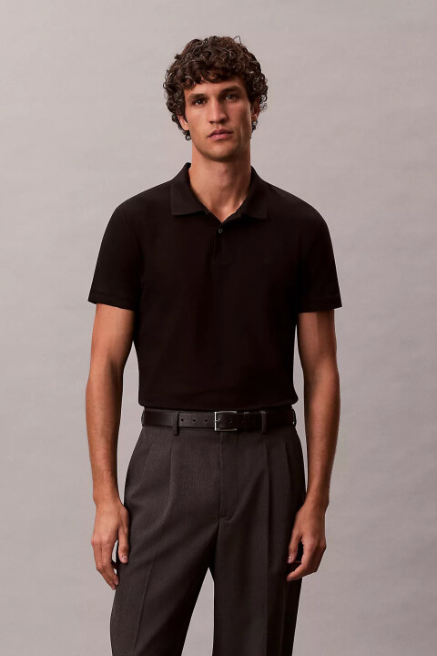 Erkek Ss Slim Refined Pique Polo T-Shirt - Siyah - Calvin Klein