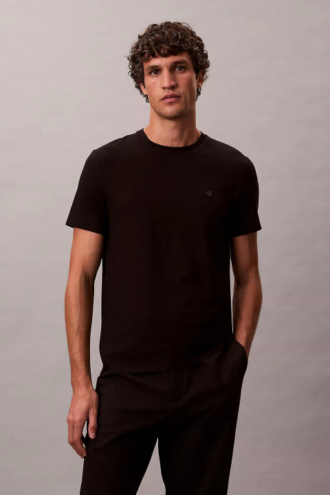 Erkek SS Slim Stretch Cotton Crewneck Tee T-Shirt - Siyah - Calvin Klein
