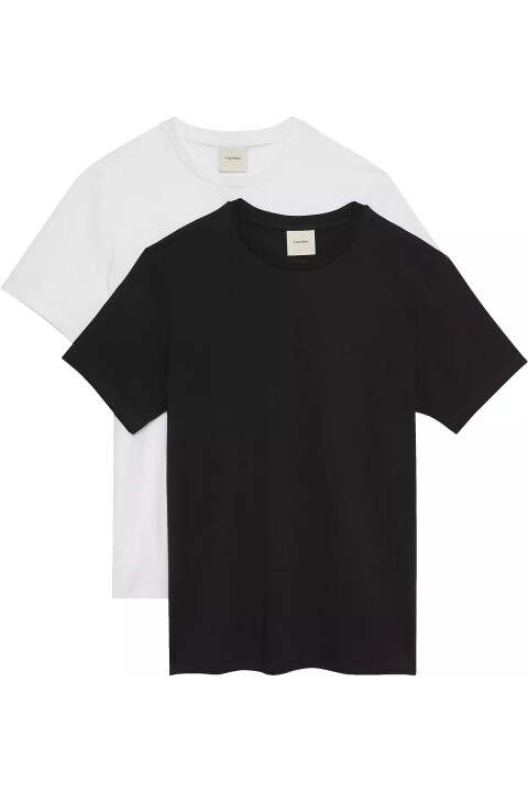 Erkek Ss Stretch Cotton Slim Tee 2Pk T-Shirt - Siyah & Beyaz - Calvin Klein