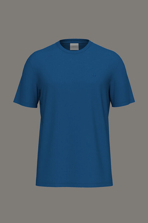 Erkek Ss Supima Chest Crewneck T-Shirt - Mavi 