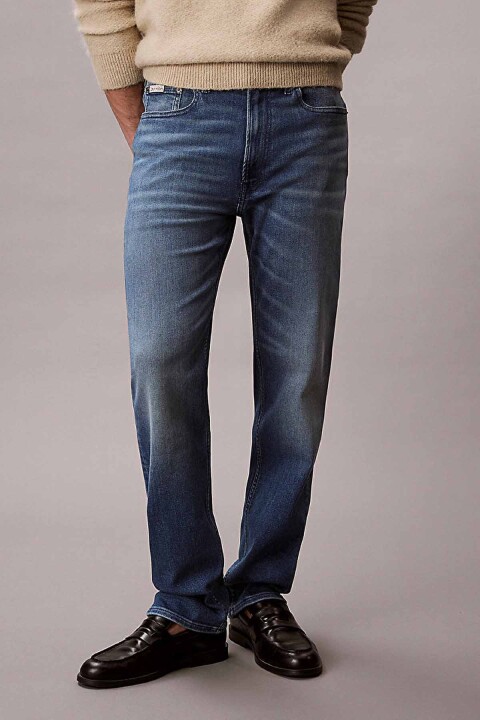 Erkek Standard Straight Jean Pantolon - Mavi - Calvin Klein