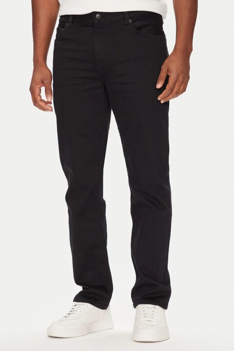 Erkek Straight Denton Jeans - Siyah 