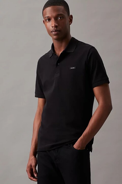 Erkek Stretch Pıque Slim Polo T-Shirt - Siyah - Calvin Klein