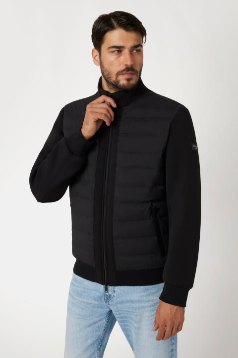 Erkek Stretch Scuba Şişme Mont - Siyah 