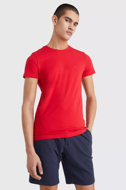 Erkek Stretch Slım Fıt Tee T-Shirt-Kırmızı 