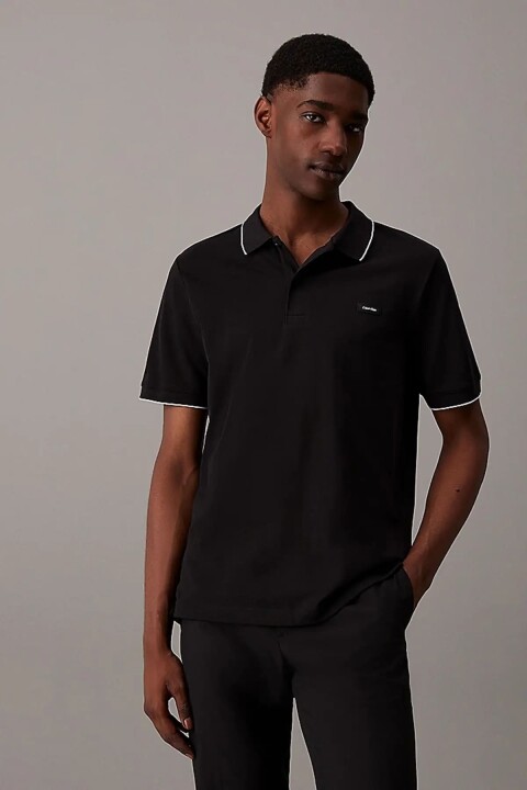 Erkek Stretch Slim Polo T-Shirt - Siyah - Calvin Klein
