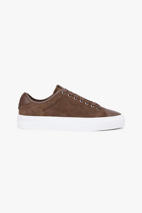 Erkek Süet Detaylı Deri Sneaker - Kahverengi - Tommy Hilfiger