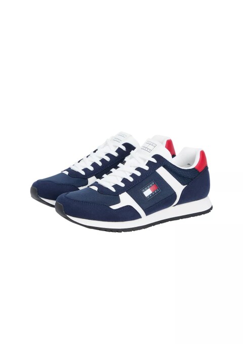Erkek Süet ve File Detaylı Runner Sneaker - Lacivert 