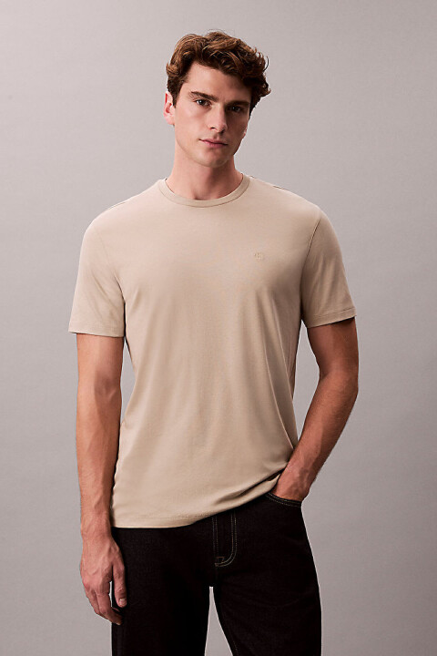 Erkek Supima Chest T-Shirt - Bej 