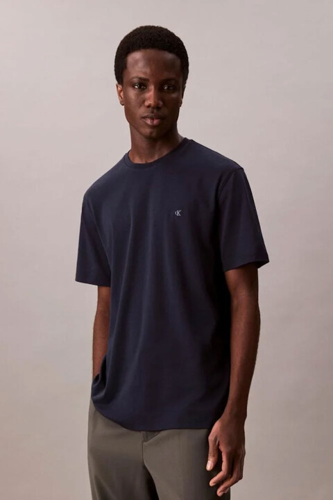Erkek Supima Pamuk Logo Nakışlı T-Shirt - Lacivert - Calvin Klein