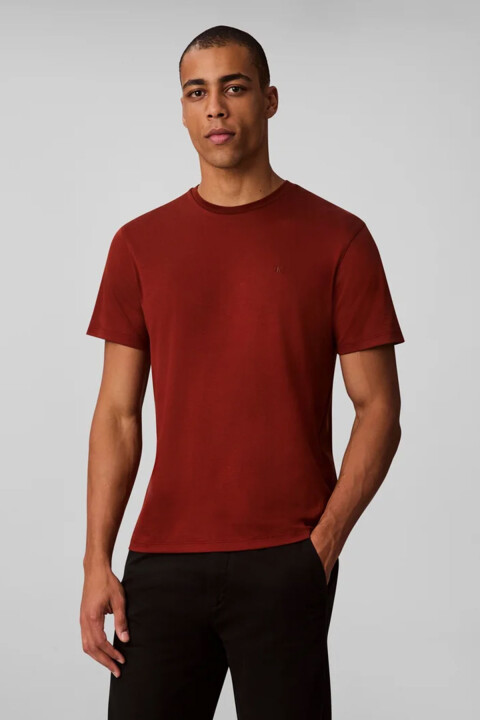 Erkek Supima Pamuk Slim Fit Bisiklet Yaka T-Shirt - Bordo 