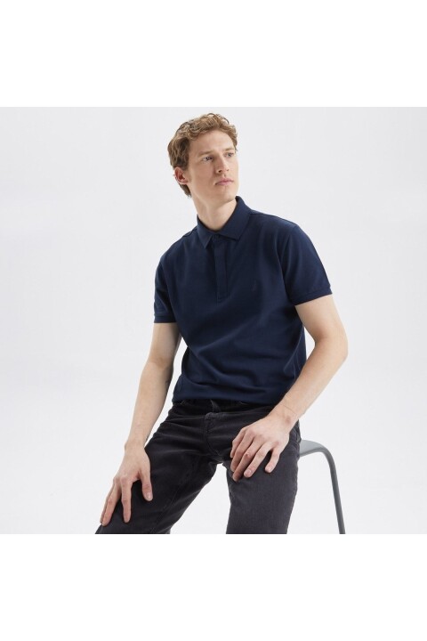 Erkek T-Shirt Polo Yaka - Lacivert 